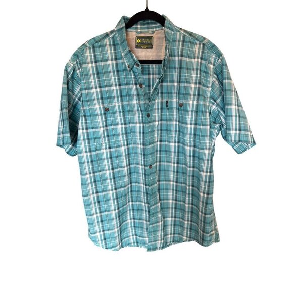 G.H. Bass & Co. Explorer Mens Blue & White Short Sleeve Plaid Shirt Size XL - Picture 1 of 6